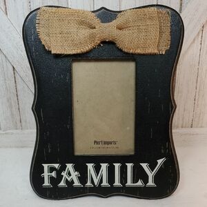 NWT Pier 1 Imports Black Family Picture Frame with Burlap Bow Photo